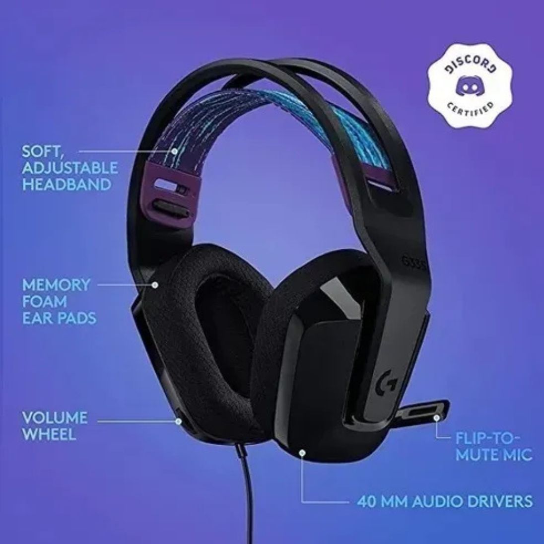 Audífonos Gamer Logitech G335 Ligero Multidispositivo Color Negro - Imagen 2