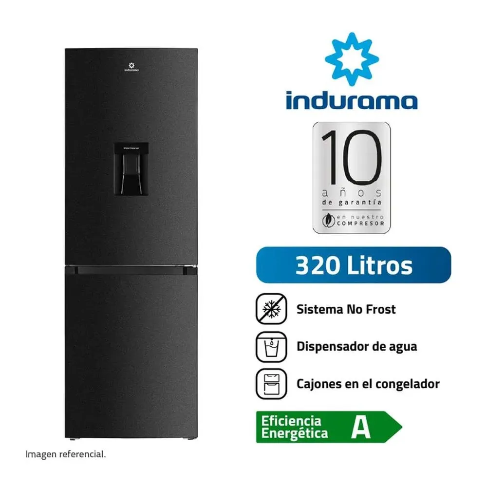 Refrigeradora Indurama RI-639DN 320L No Frost Bottom Freezer Color Negro